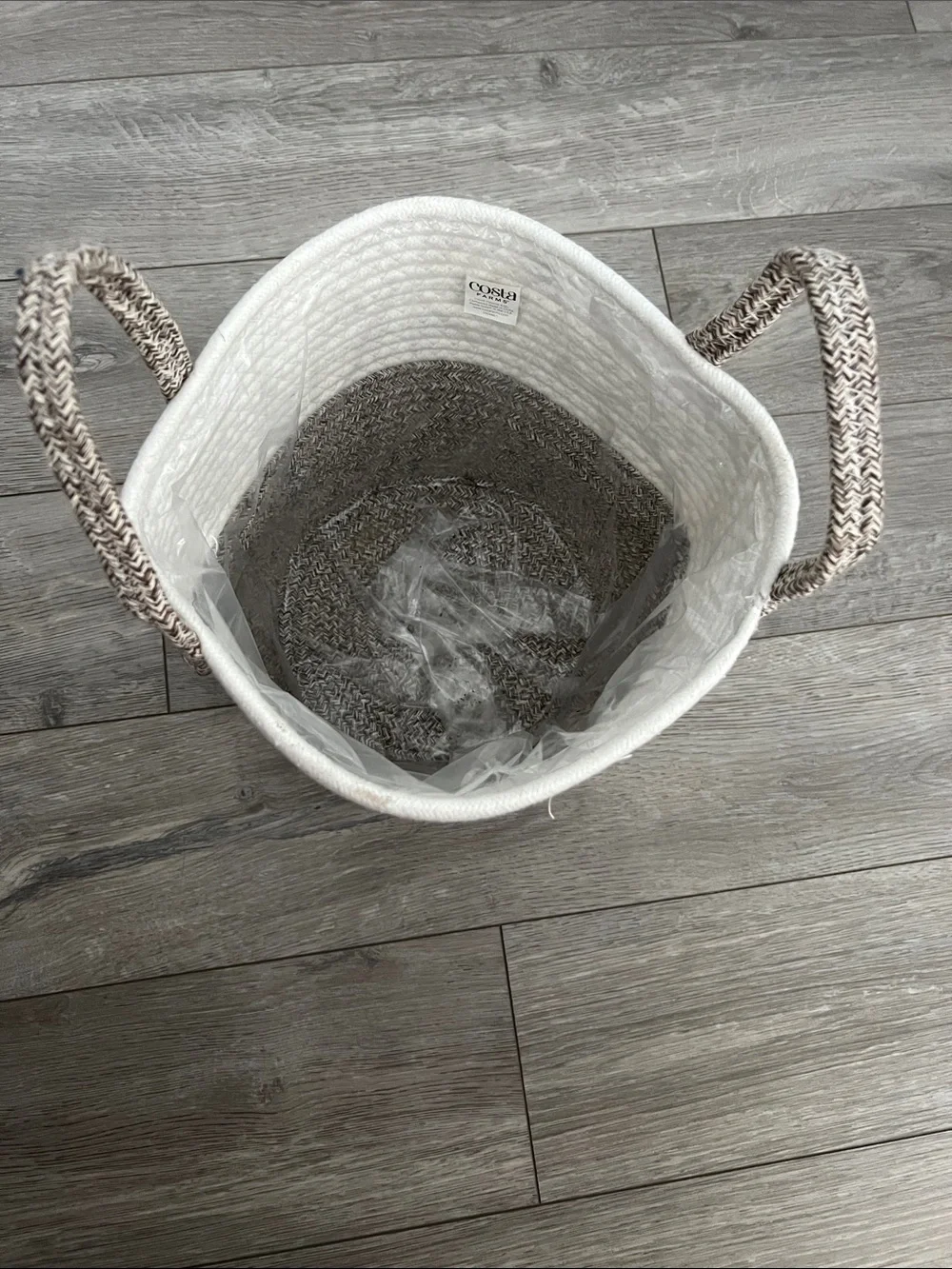 Woven Two-Tone Storage Basket - White and Brown
